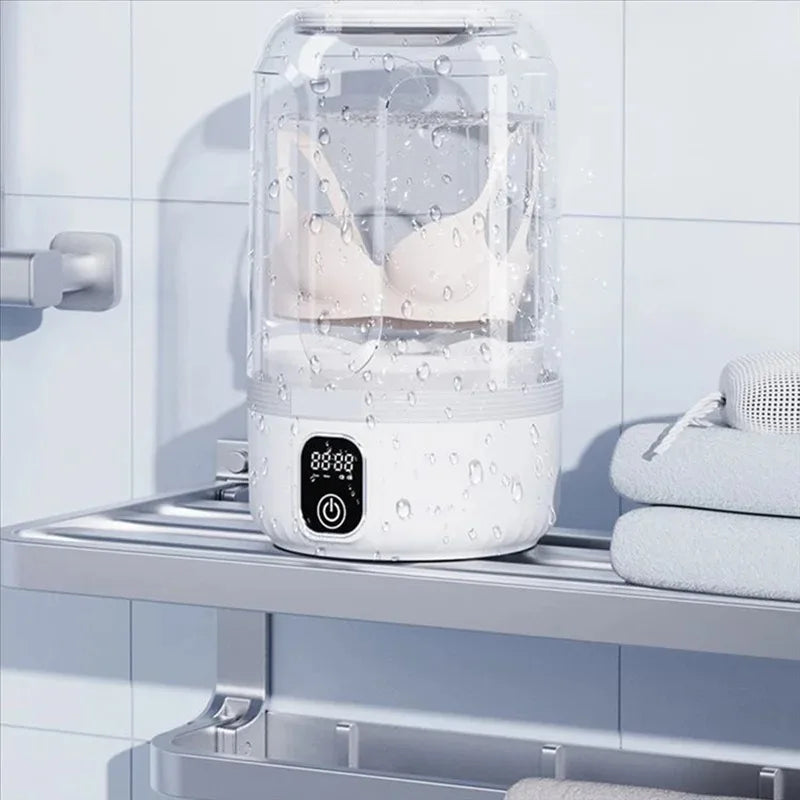 Portable Mini Washing Machine with LED Display for Travel and Small Garments