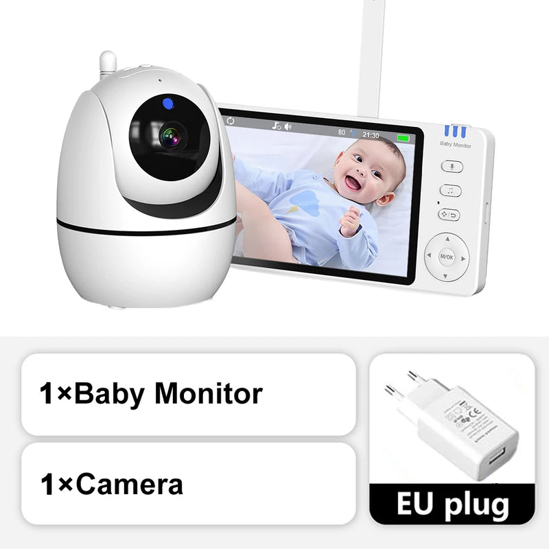 5-Inch HD Video Baby Monitor with Camera, PTZ Zoom and Night Vision