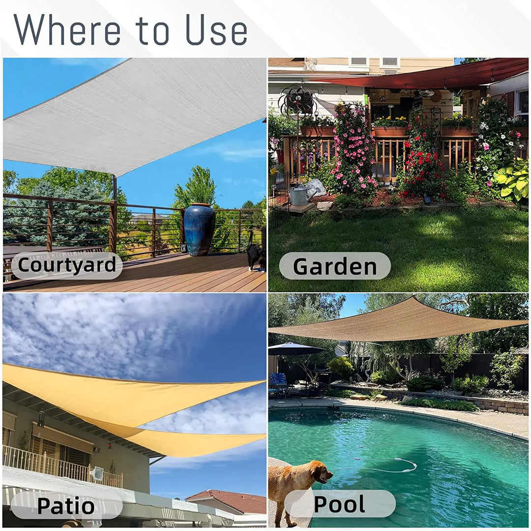 Waterproof Rectangular Sun Shade Sail with UV Protection & Mounting Kits – ShadeGuard