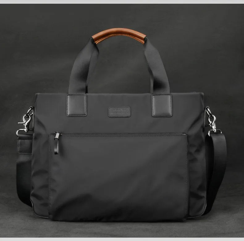 Men’s Oxford Canvas Business Briefcase with Crossbody Strap