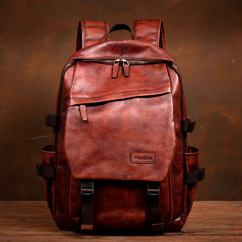 Handmade Vegetable-Tanned Leather Laptop Backpack