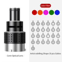 Optical Spotlight Conical Lens Kit with 35 Gobos & Bowens Mount – Lumina