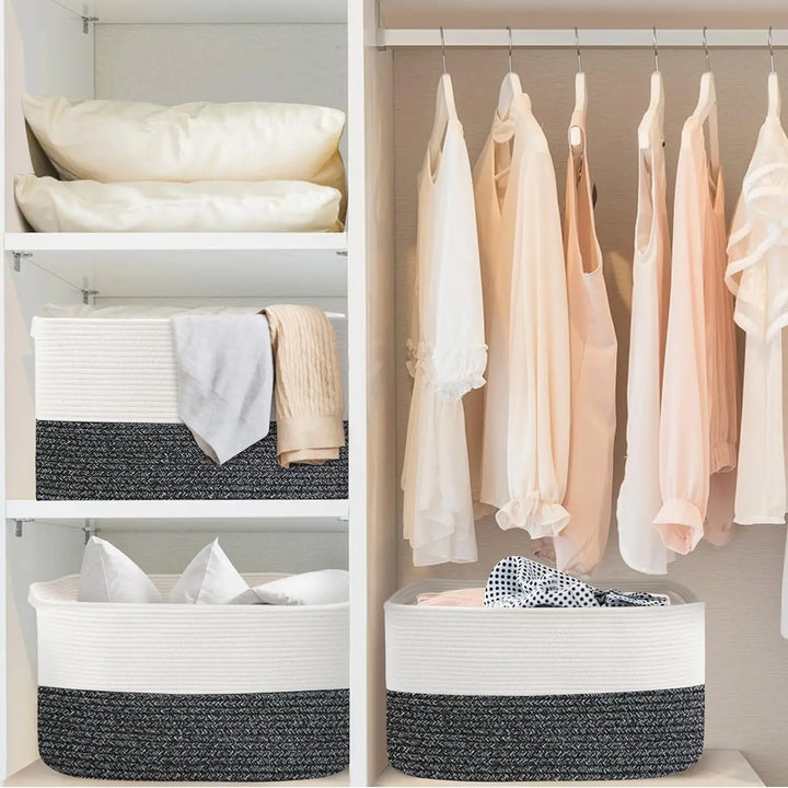 Extra Large Woven Cotton Rope Toy & Blanket Storage Basket – Marlow