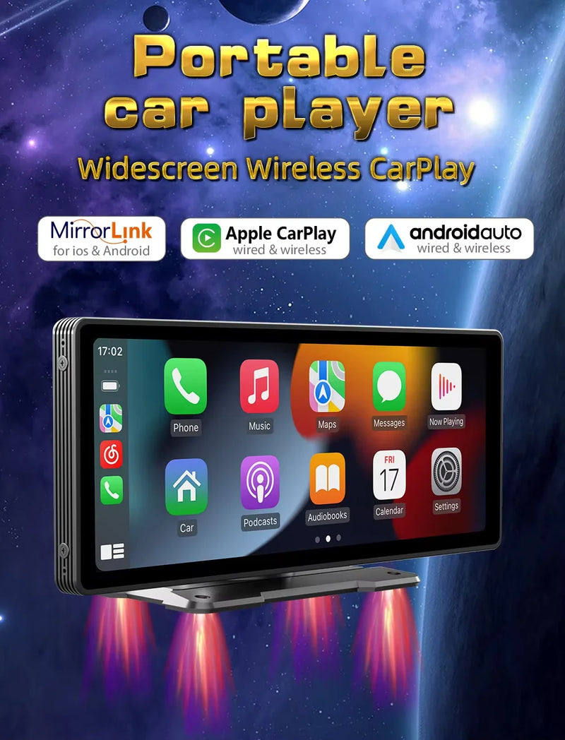 Universal 10.26-Inch (26.06cm) Car Multimedia Player with Wireless CarPlay and Android Auto