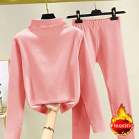 Two-piece women's winter set with fleece pullover and trousers – Eva