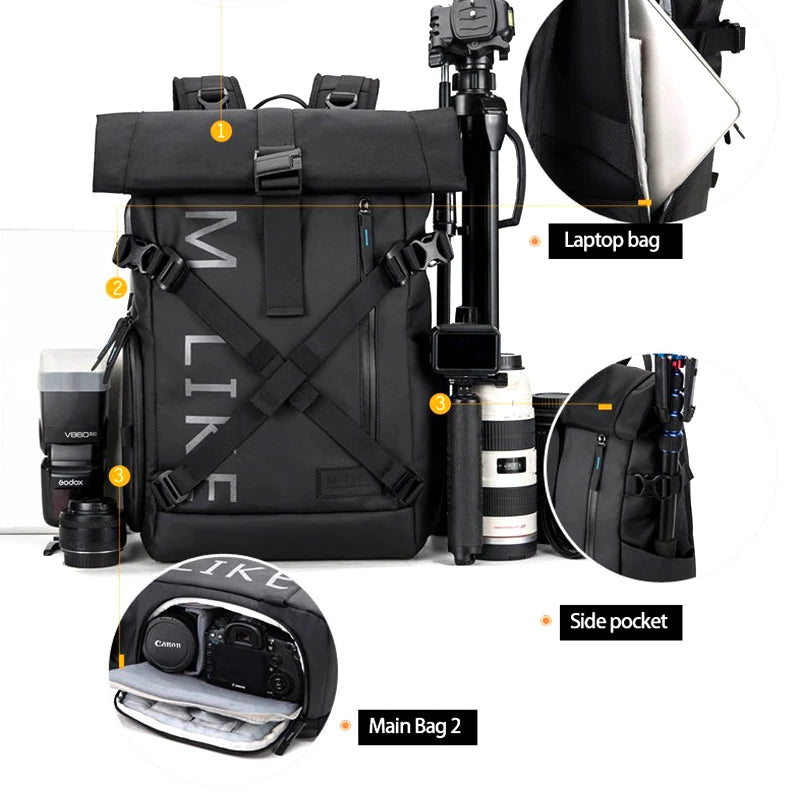 Waterproof Camera Backpack – Stravos – (Large Capacity)