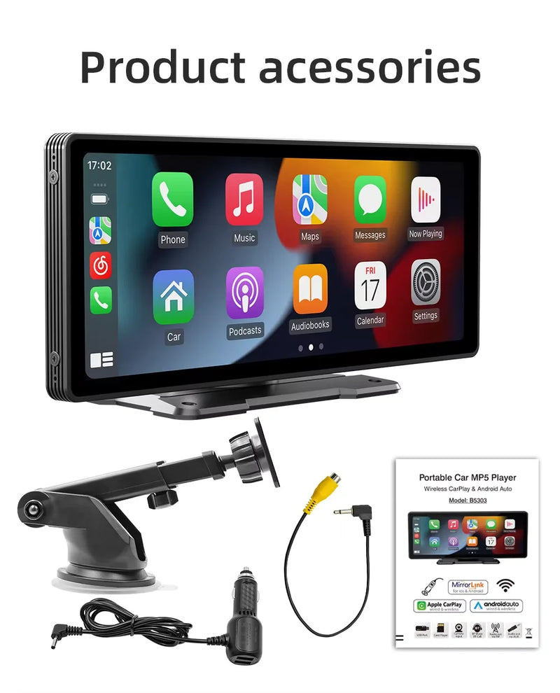 Universal 10.26-Inch (26.06cm) Car Multimedia Player with Wireless CarPlay and Android Auto