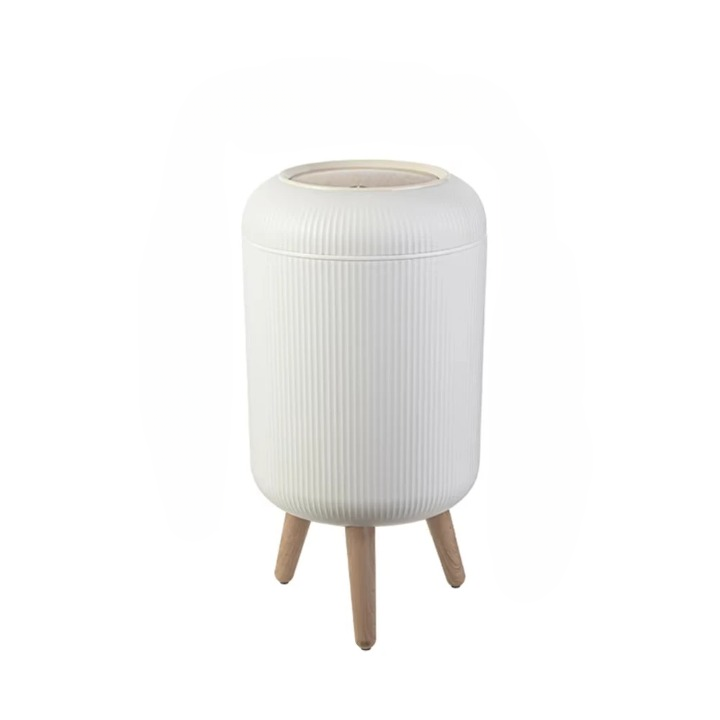 Wooden High Foot Trash Can with Press Cover – EcoBin