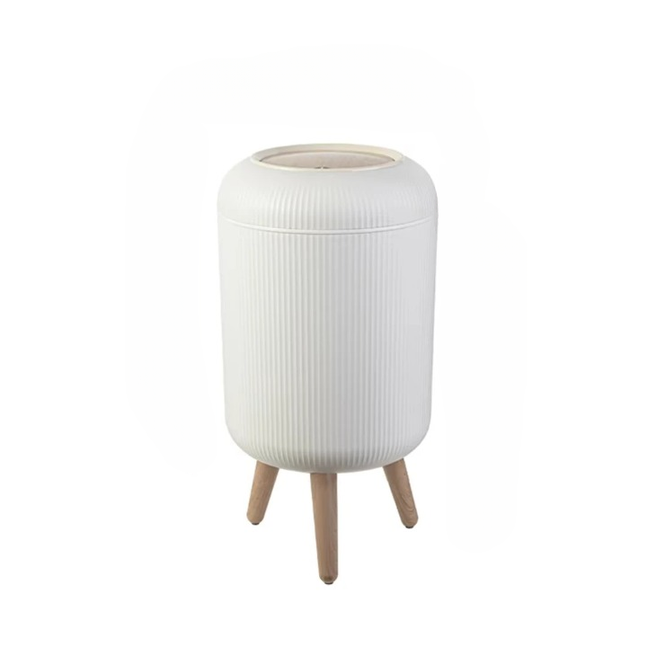 Wooden High Foot Trash Can with Press Cover – EcoBin