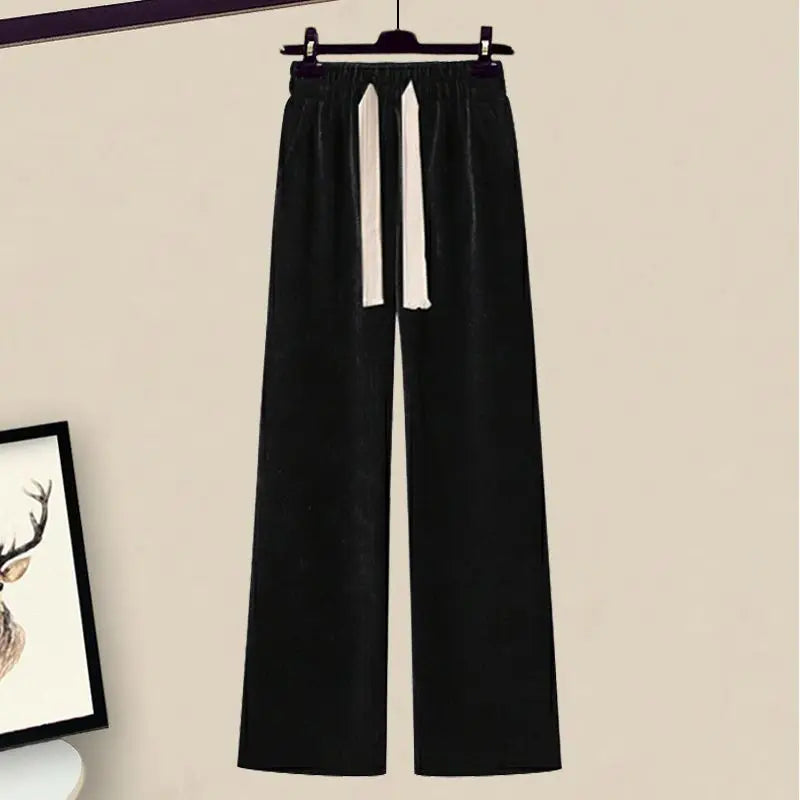 Ladies' Two-Piece Autumn Set with Knitted Sweater and Wide Trousers – Selina