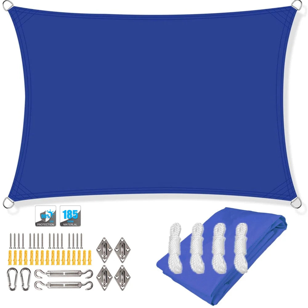 Waterproof Rectangular Sun Shade Sail with UV Protection & Mounting Kits – ShadeGuard