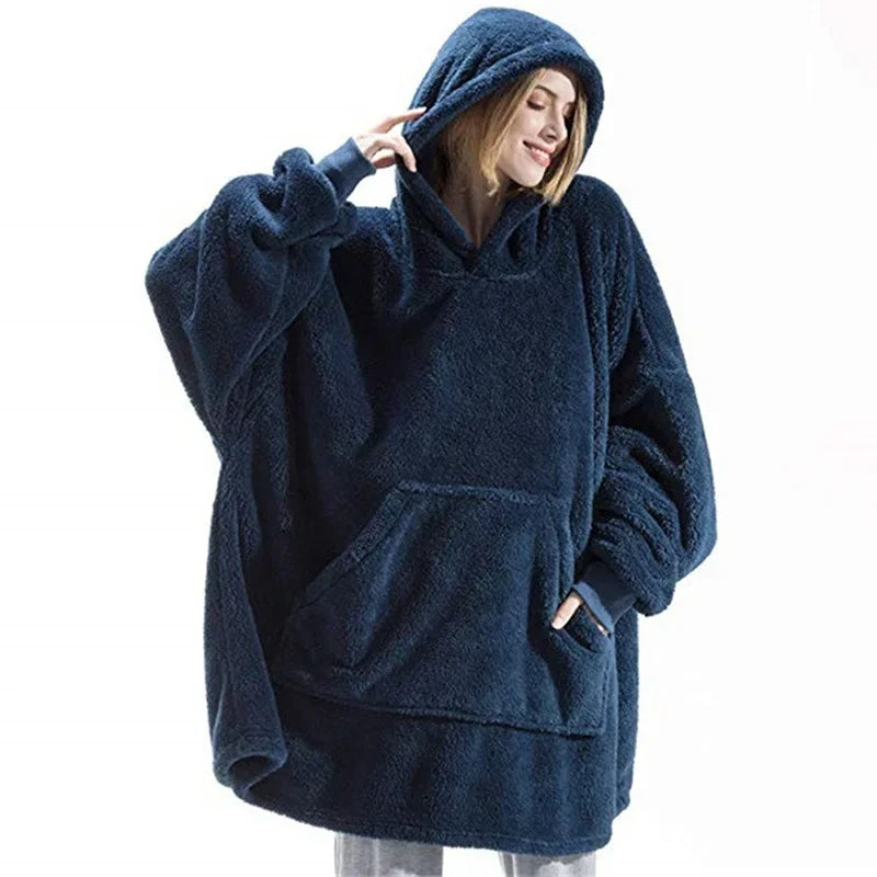 Oversized flannel blanket hoodie for men & women – FleeceHaven
