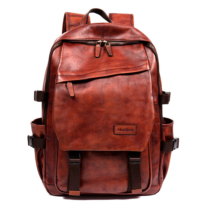 Handmade Vegetable-Tanned Leather Laptop Backpack