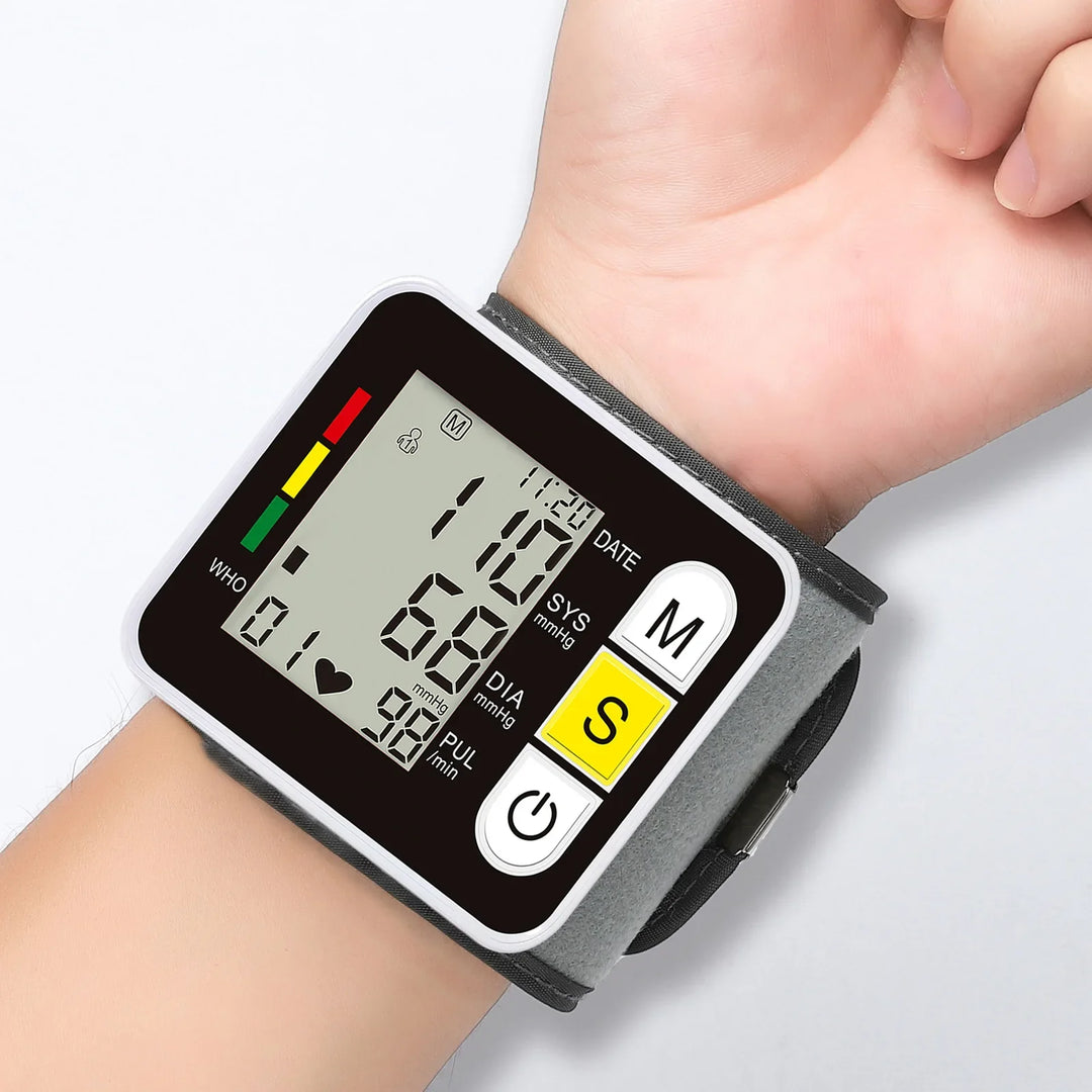 Digital Wrist Blood Pressure Monitor with LCD Display – PulseTrack