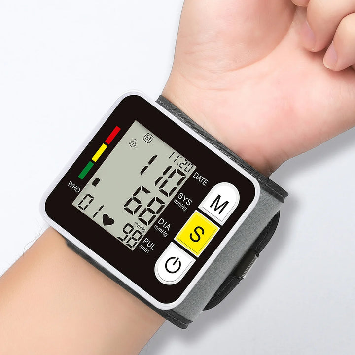 Digital Wrist Blood Pressure Monitor with LCD Display – PulseTrack