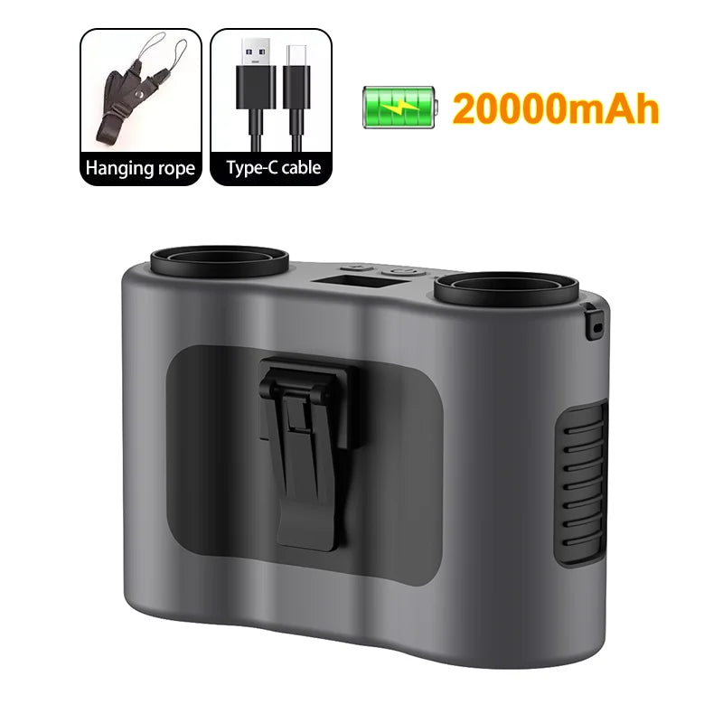 Portable Waist Clip Fan with Dual Air Outlets & 20,000mAh Battery – BreezeMate