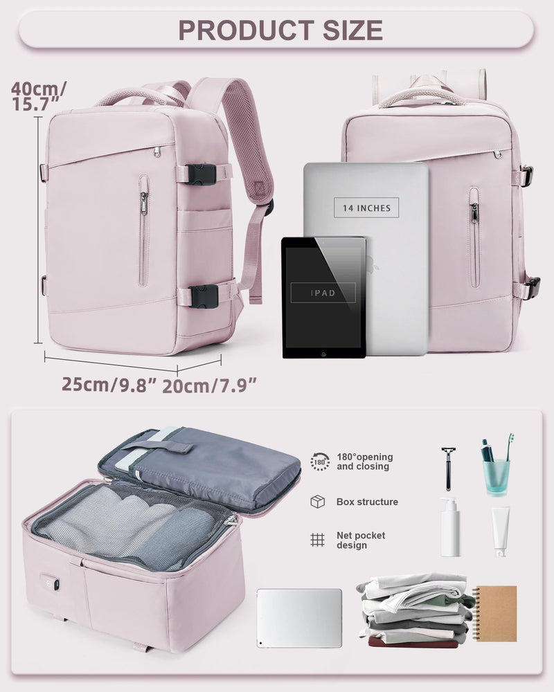 Cabin-Approved Organiser Backpack with 14 Inch Laptop Compartment