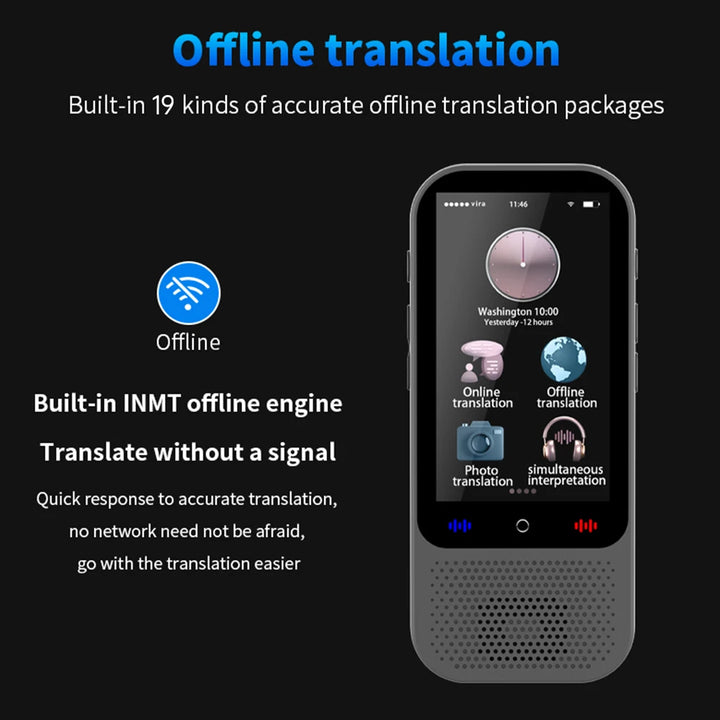 Portable Voice Translator Device with 138 Languages and Offline Support