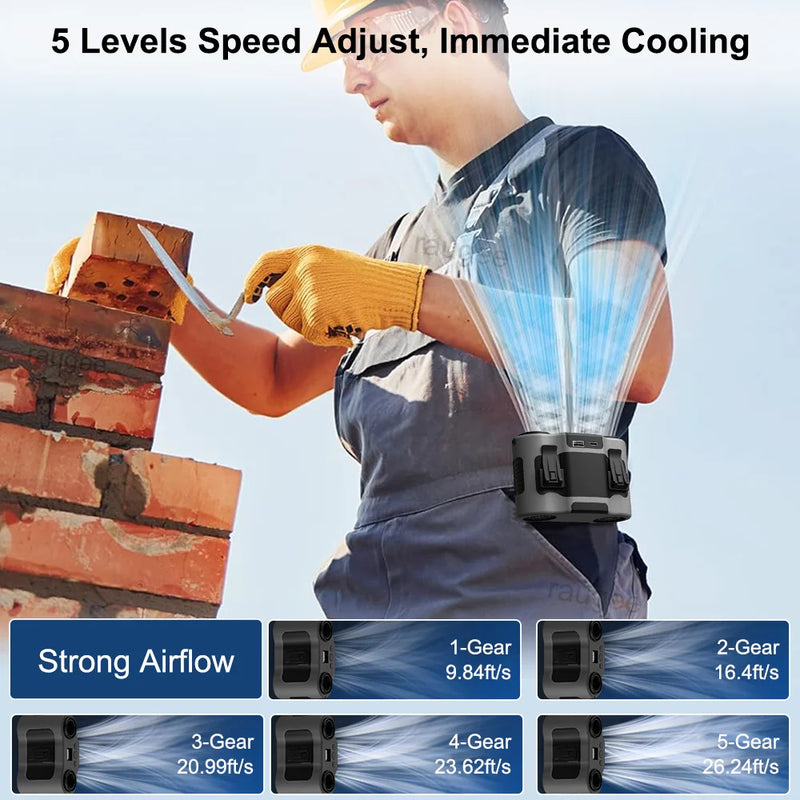 Portable Waist Clip Fan with Dual Air Outlets & 20,000mAh Battery – BreezeMate