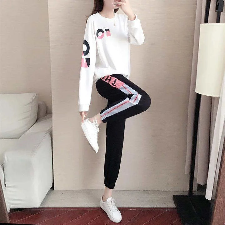Ladies' tracksuit two-piece set with sweater and trousers – Leona