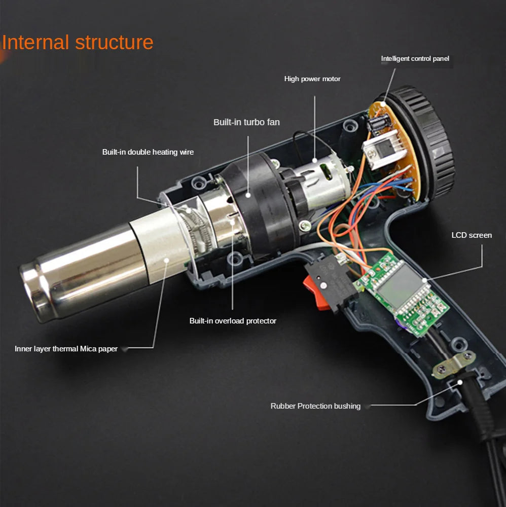 2000W Industrial Electric Heat Gun with Digital LCD Display Adjustable Temp – ProTherm