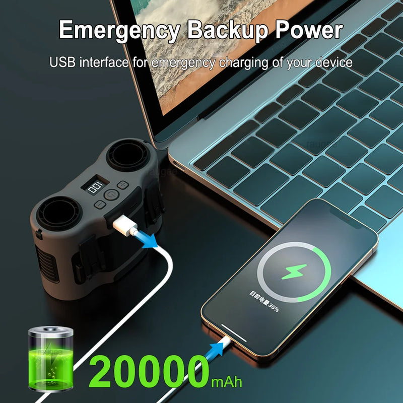 Portable Waist Clip Fan with Dual Air Outlets & 20,000mAh Battery – BreezeMate