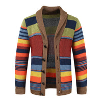 Men's knit cardigan with colour block and geometric pattern – Leandro