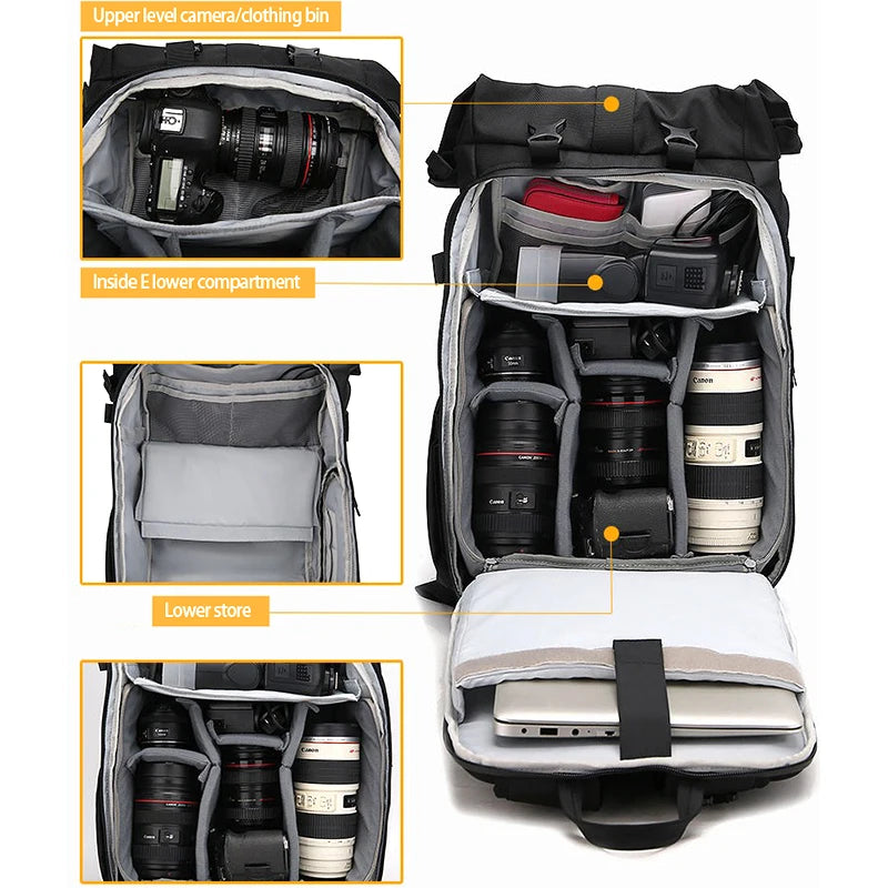 Waterproof Camera Backpack – Stravos – (Large Capacity)