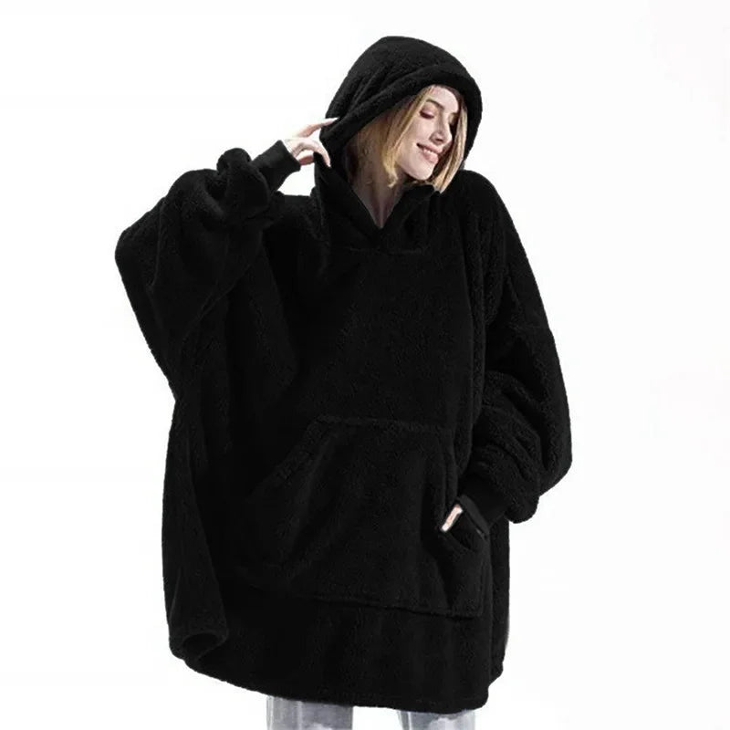 Oversized flannel blanket hoodie for men & women – FleeceHaven