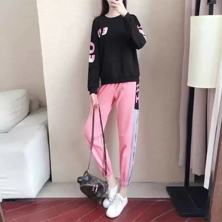 Ladies' tracksuit two-piece set with sweater and trousers – Leona