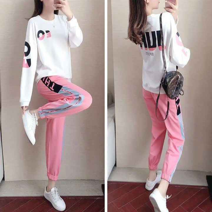 Ladies' tracksuit two-piece set with sweater and trousers – Leona