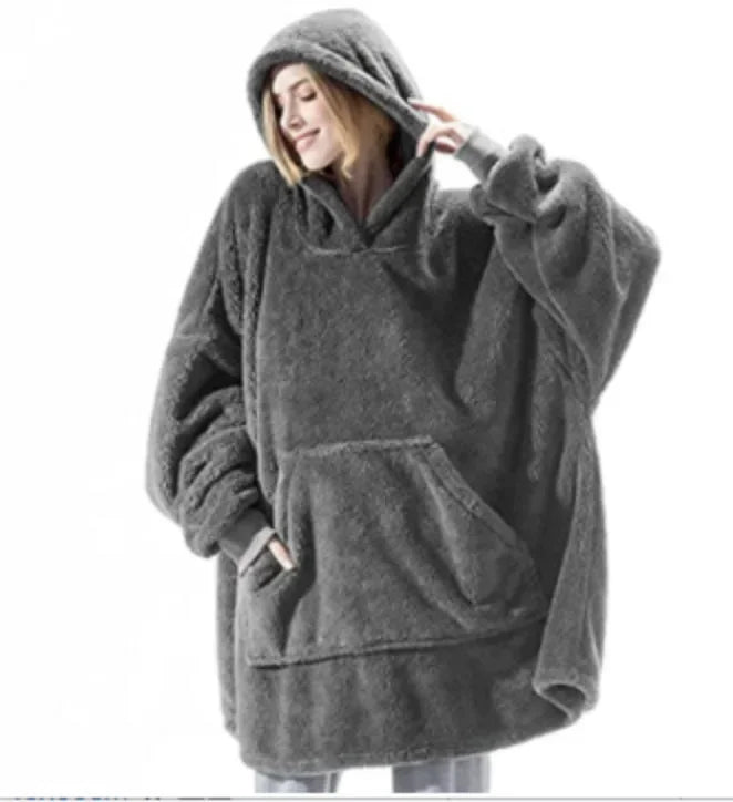 Oversized flannel blanket hoodie for men & women – FleeceHaven