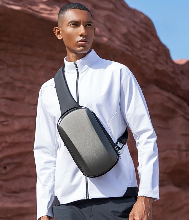 Waterproof Hard-Shell Crossbody Bag with USB Port