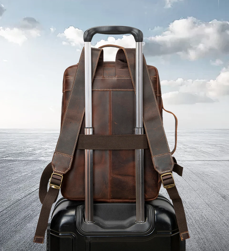 Leather Anti-Theft Laptop & Business Backpack for Men