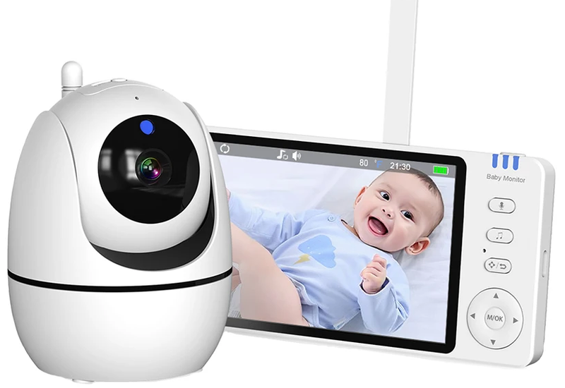 5-Inch HD Video Baby Monitor with Camera, PTZ Zoom and Night Vision