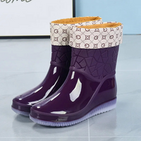 Ladies' half-height waterproof rain boots with pattern & non-slip sole – Marvella