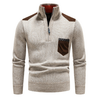 Men's pullover with edge zipper neck and long sleeves – Cedric