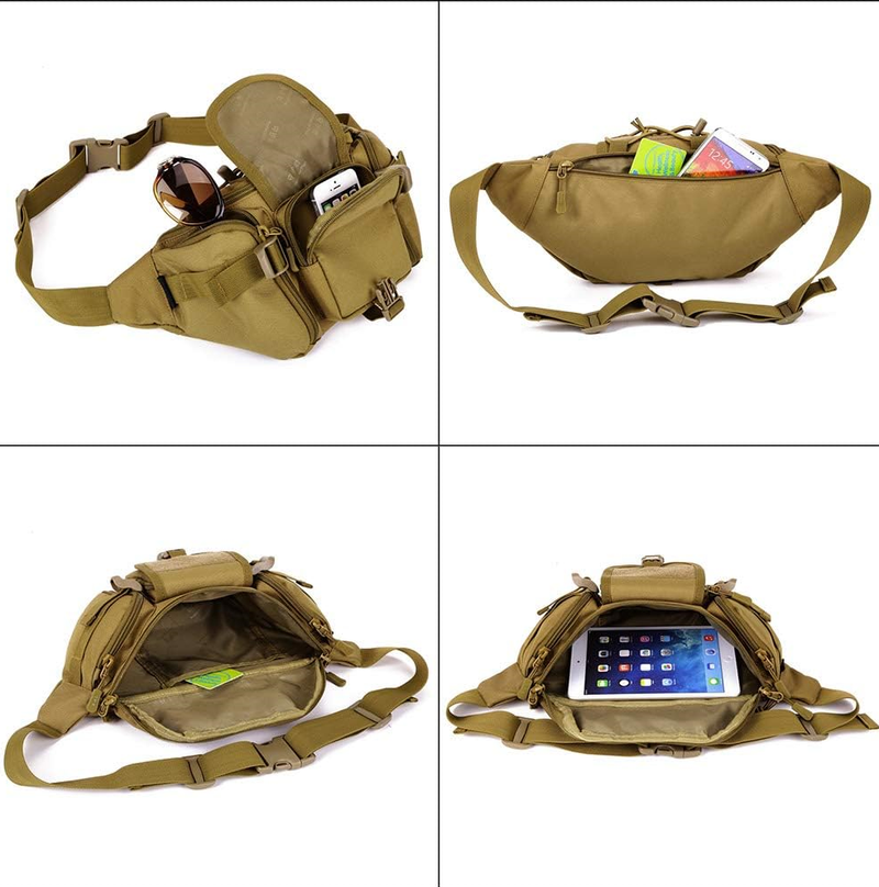 Waterproof Tactical Waist Pack with Molle System and Multi-Pockets