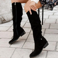 Ladies' suede look ankle boots with block heel – Elinor