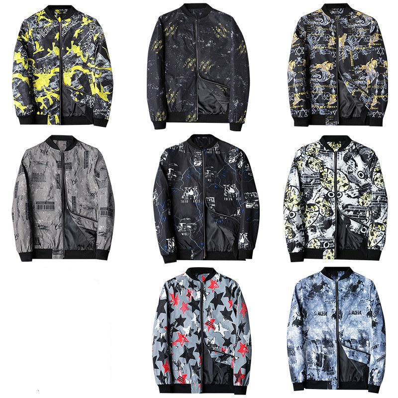 Abstract Printed Men's Bomber Jacket - Enzo-Black White-S-State of Style