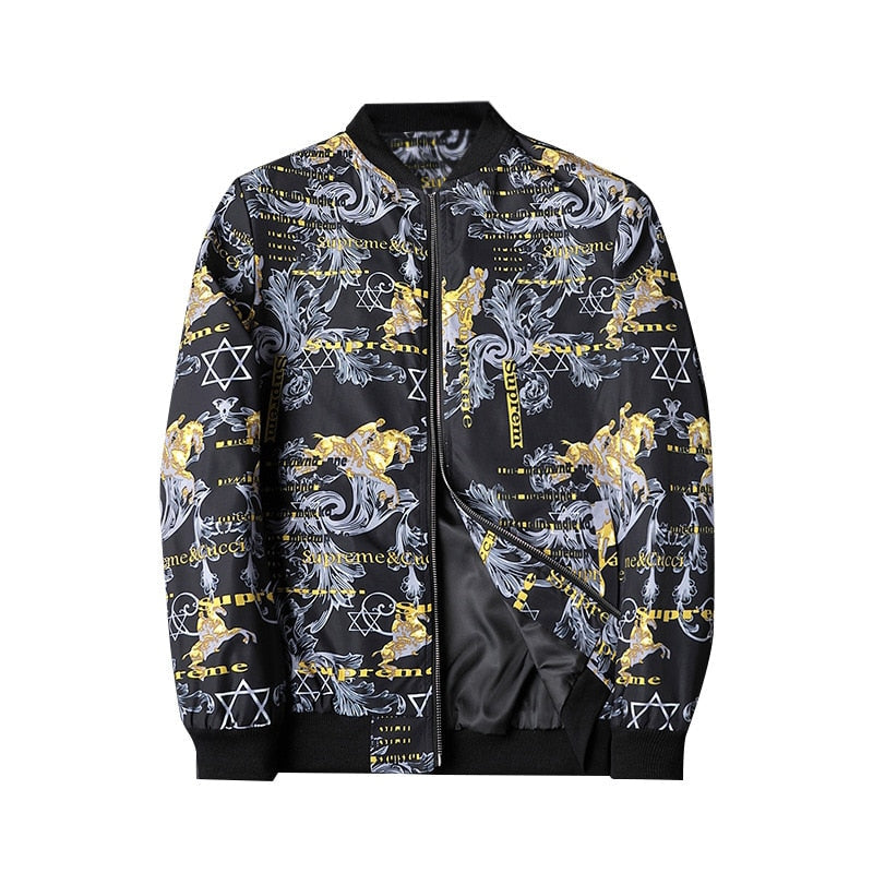 Abstract Printed Men's Bomber Jacket - Enzo-Dark grey-S-State of Style