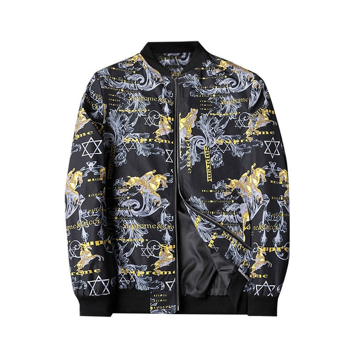 Abstract Printed Men's Bomber Jacket - Enzo-Dark grey-S-State of Style