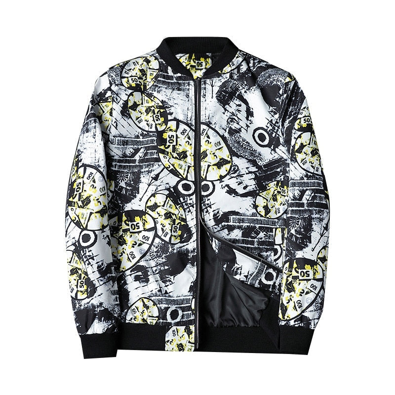 Abstract Printed Men's Bomber Jacket - Enzo-White-S-State of Style