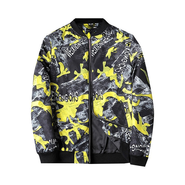 Abstract Printed Men's Bomber Jacket - Enzo-Yellow-S-State of Style