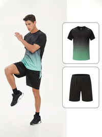ActiveMax 2-Piece Sports Set for Men-Black-green-M-State of Style