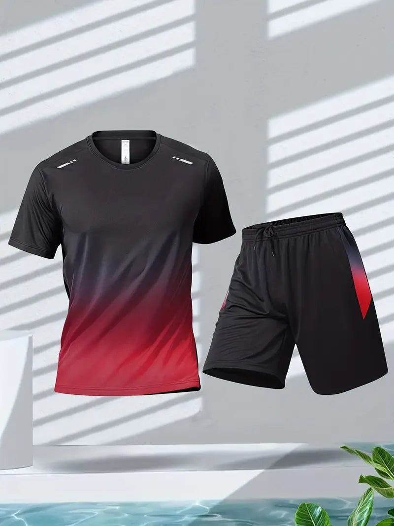 ActiveMax 2-Piece Sports Set for Men-Black-red-M-State of Style