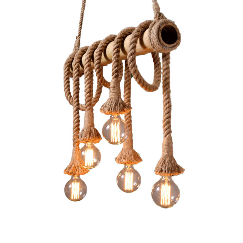 Adjustable Bamboo Pendant Lamp with Industrial Rope Design - EcoChic-3-B-State of Style