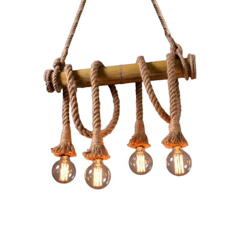 Adjustable Bamboo Pendant Lamp with Industrial Rope Design - EcoChic-3-B-State of Style