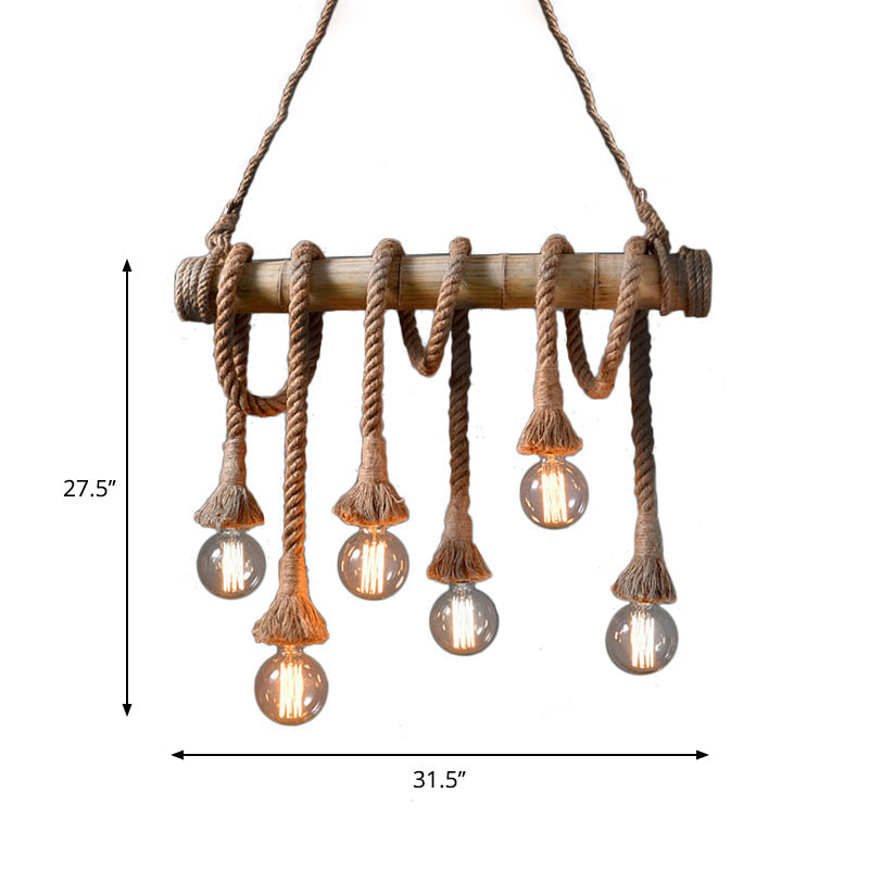 Adjustable Bamboo Pendant Lamp with Industrial Rope Design - EcoChic-3-B-State of Style