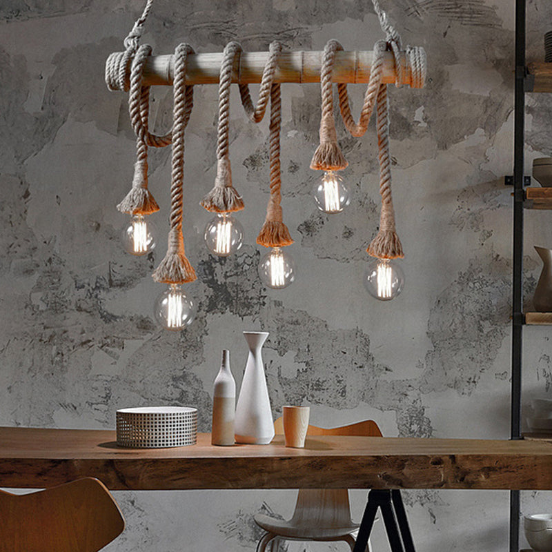 Adjustable Bamboo Pendant Lamp with Industrial Rope Design - EcoChic-3-B-State of Style